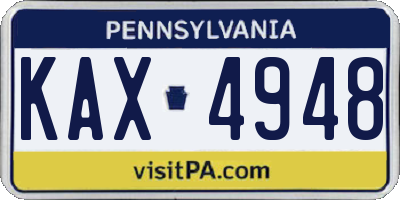 PA license plate KAX4948