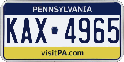 PA license plate KAX4965