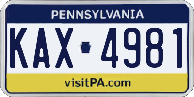 PA license plate KAX4981