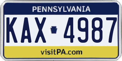 PA license plate KAX4987