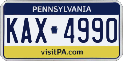 PA license plate KAX4990