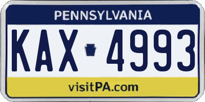 PA license plate KAX4993