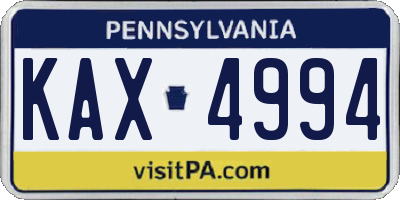 PA license plate KAX4994