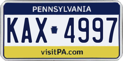 PA license plate KAX4997
