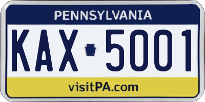 PA license plate KAX5001