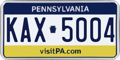 PA license plate KAX5004