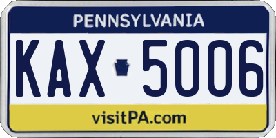 PA license plate KAX5006