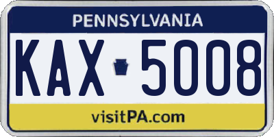 PA license plate KAX5008