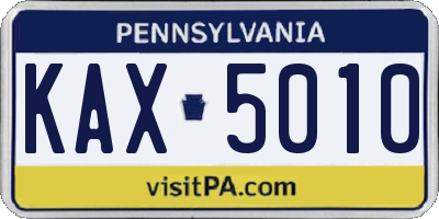 PA license plate KAX5010