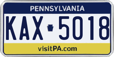 PA license plate KAX5018