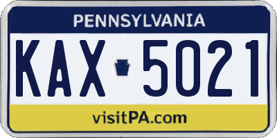 PA license plate KAX5021
