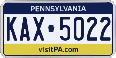 PA license plate KAX5022