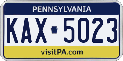 PA license plate KAX5023