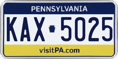 PA license plate KAX5025