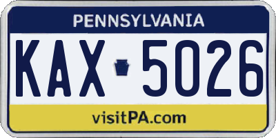 PA license plate KAX5026