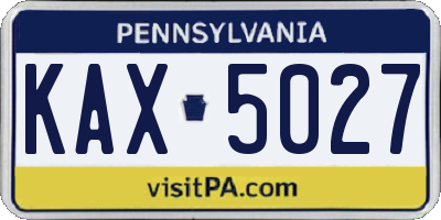 PA license plate KAX5027