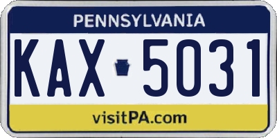 PA license plate KAX5031
