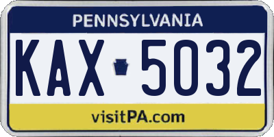 PA license plate KAX5032