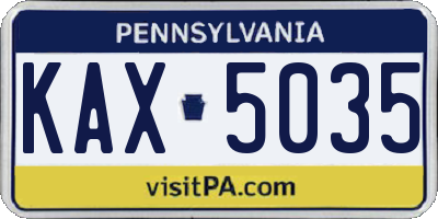 PA license plate KAX5035