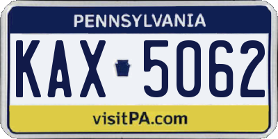 PA license plate KAX5062