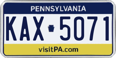 PA license plate KAX5071