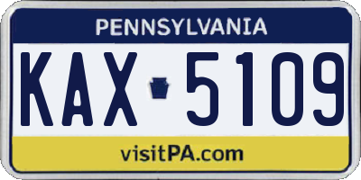 PA license plate KAX5109