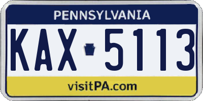PA license plate KAX5113