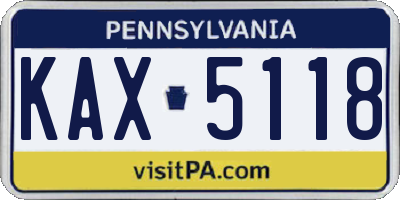 PA license plate KAX5118
