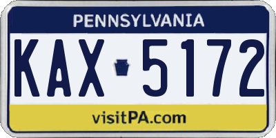 PA license plate KAX5172