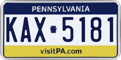 PA license plate KAX5181
