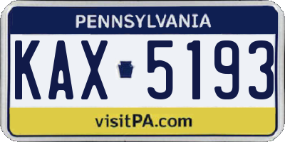PA license plate KAX5193