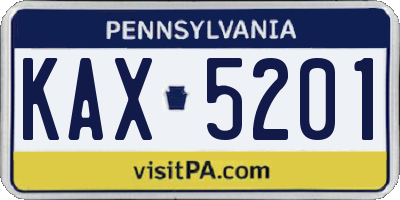PA license plate KAX5201