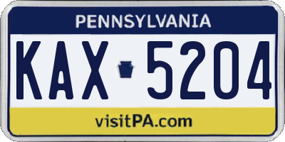 PA license plate KAX5204