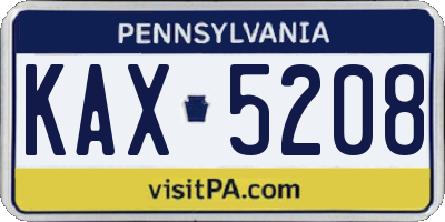 PA license plate KAX5208