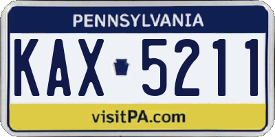 PA license plate KAX5211