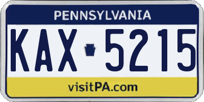 PA license plate KAX5215