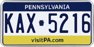 PA license plate KAX5216