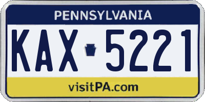 PA license plate KAX5221