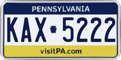 PA license plate KAX5222