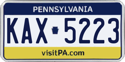 PA license plate KAX5223