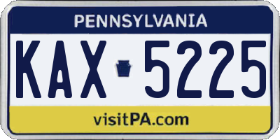 PA license plate KAX5225
