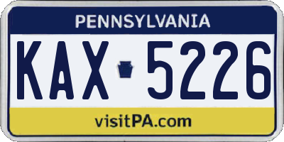 PA license plate KAX5226