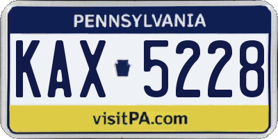 PA license plate KAX5228