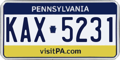 PA license plate KAX5231