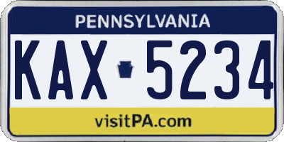 PA license plate KAX5234