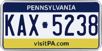 PA license plate KAX5238