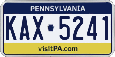 PA license plate KAX5241