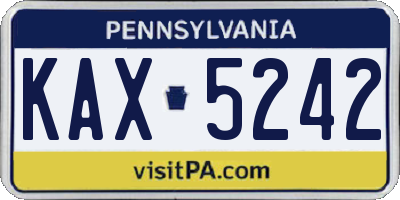 PA license plate KAX5242