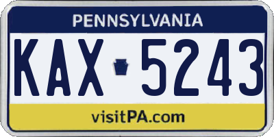 PA license plate KAX5243