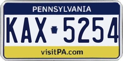 PA license plate KAX5254